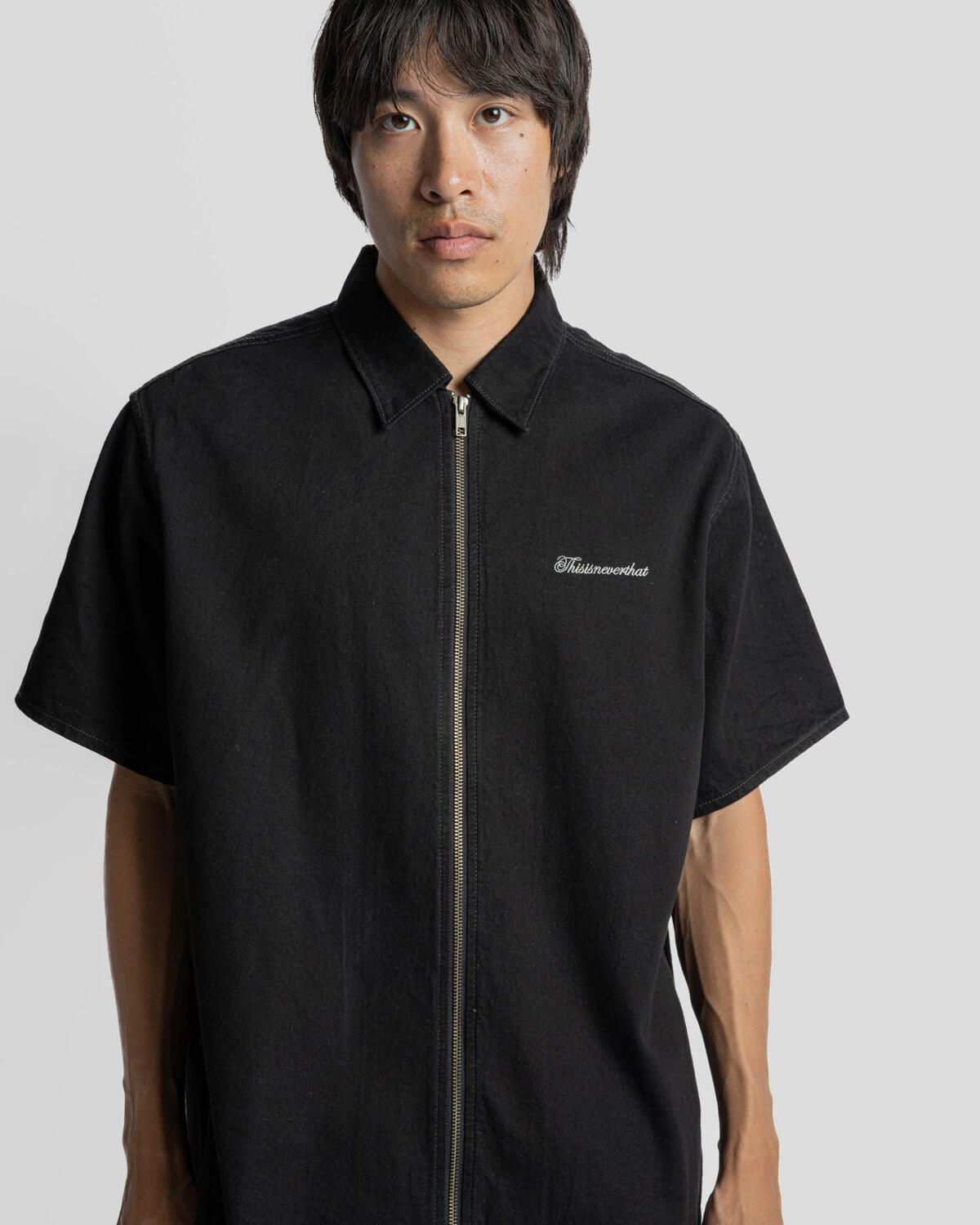 thisisneverthat Washed Denim Zip Shirt | TN240DSHTS01-BLK